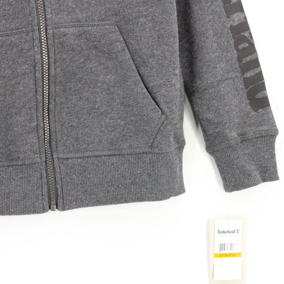 Timberland Hoodie Sweatshirt Boys Kids Gray Full Zip Cotton Size Small S NWT - Picture 4 of 9